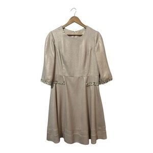 Cara Lotti Shift Dress Plus Size 48 Made In France Tweed Trim Mother Of Bride 18